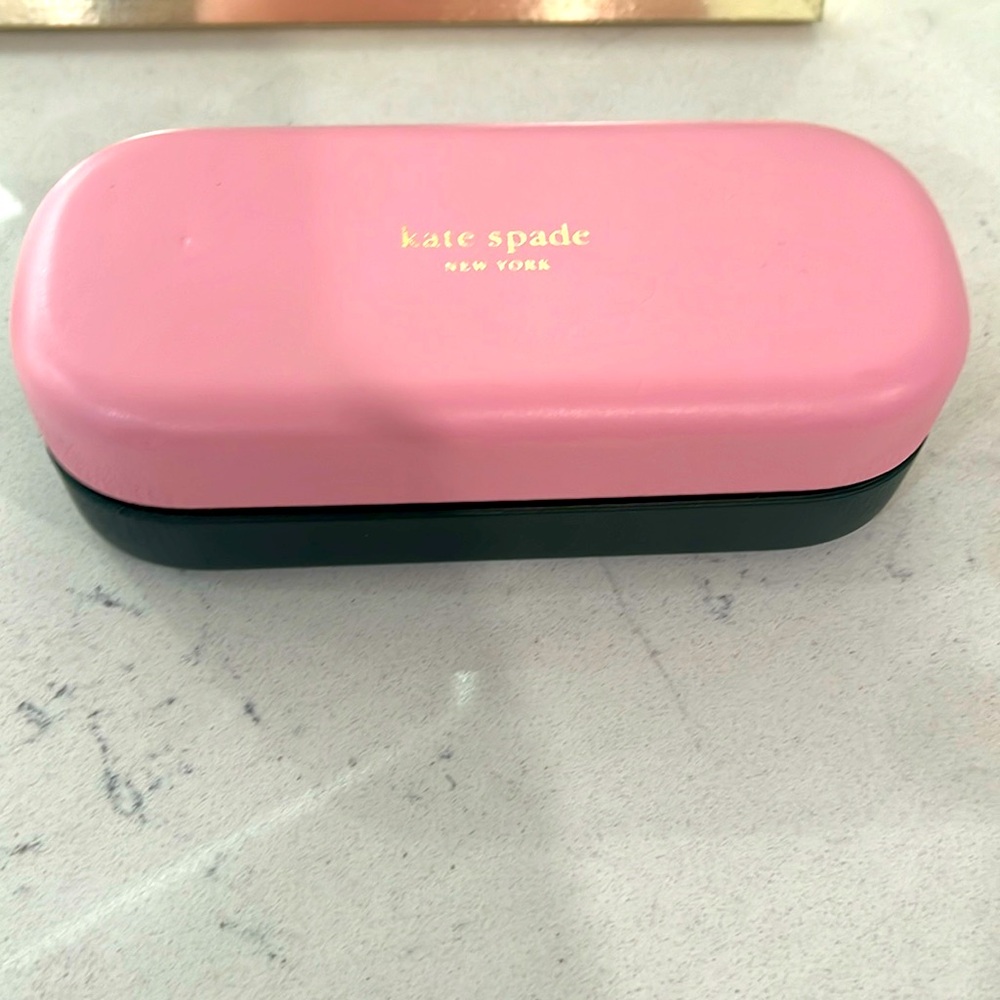 Kate spade sunglasses case - like new . Pink and green with gold trim